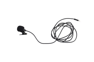 Wired mic for camera action cam or sport cam isolated on white background with clipping path include for design usage purpose.