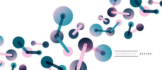 Abstract background. Round dots connected by lines. Trendy techno business template for wallpaper, banner, background or landing