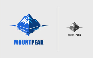 Iceberg logo on the water with reflection. 3D vector volume Logo Design template for Corporate identity or Brand logo design.