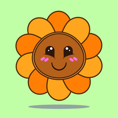 cute happy sunflower character, with simple vector design