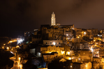 Amazing city of Matera in Italy by night - travel photography