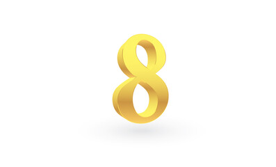 Obraz premium Number 8 made of gold isolated on white background