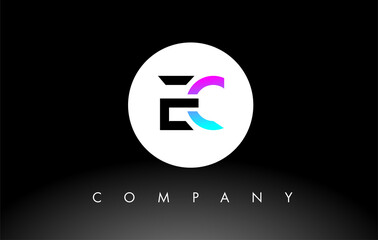 Purple Black EC Logo.  Letter Design Vector.
