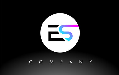 Purple Black ES Logo.  Letter Design Vector.