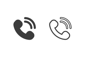 Fototapeta premium Phone icon vector illustration glyph style design with 2 style icons black and white. Isolated on white background.