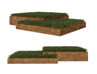 Grass soil section podium 3d rendering