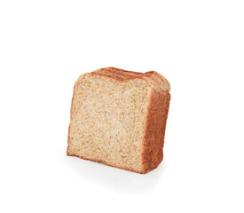 Whole wheat bread slices, on white background.