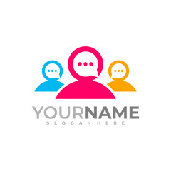 People Talk logo vector template, Creative Consult logo design concepts