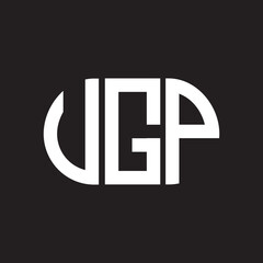 Obraz premium UGP letter logo design on black background. UGP creative initials letter logo concept. UGP letter design.