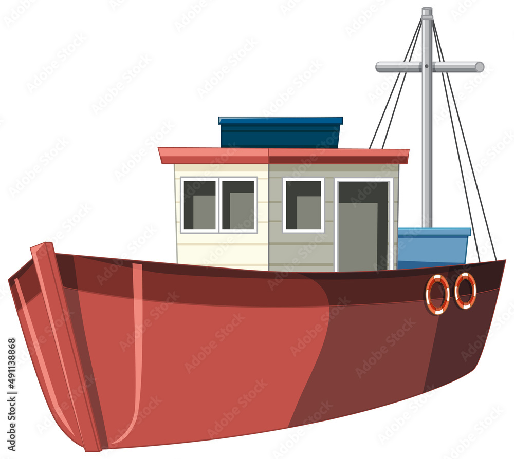 Wall mural a fishing man boat isolated