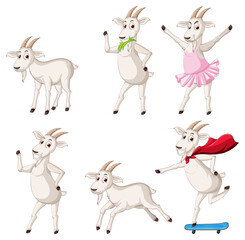 Set of goat in different poses