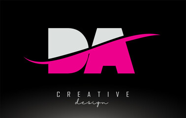 DA D A White and Pink Letter Logo with Swoosh.