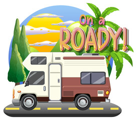 Summer travel vacation logo concept with motorhome