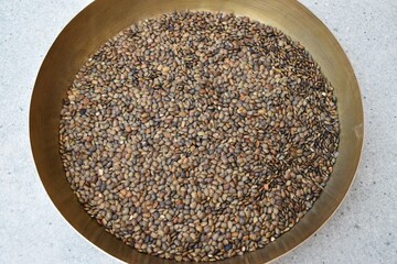 Horse gram also known as kolathi dal in India closeup