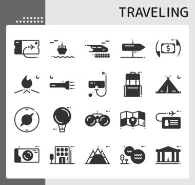 traveling icon set