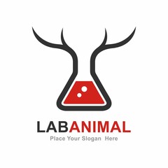 Lab animal logo vector design. Suitable for experiment symbol and pharmacy glass, service health