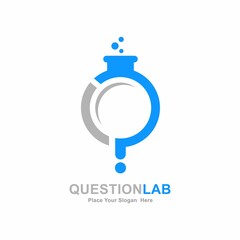 Question lab vector logo template. Suitable for business, research education and studio