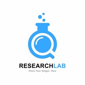 Magnifying glass lab logo vector logo design. Suitable for research, education and magnifying glass label
