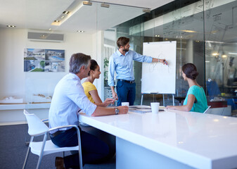 Obraz premium So this is my strategy. Cropped shot of a handsome young man giving a business presentation.