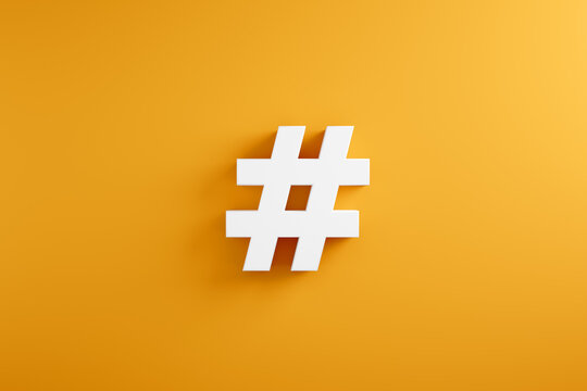 White hashtag symbol yellow background.