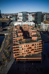 Oslo, Norway March 3, 2022 A residential building in the Barcode district.