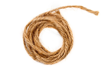 A coil of rope on a white background.