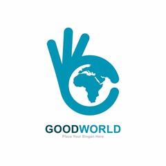 Good world logo vector design. Suitable for world or earth sign and hand symbol