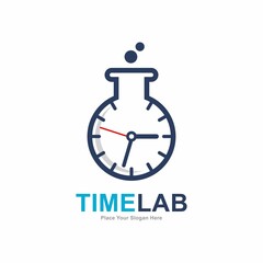 Fototapeta premium Time lab logo vector design. Suitable for business, time schedule and lab symbol