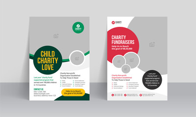 Charity flyer template with kids book donation brochure cover ad design