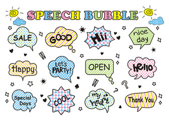 Comic handwritten speech bubble set