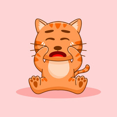 Cute orange cat sitting, cartoon vector illustration