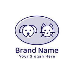 cute cartoon cat and dog logo design