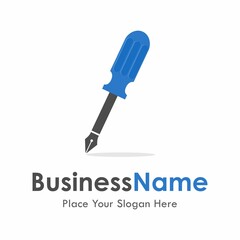 Fototapeta premium Pen screw driver vector design logo. Suitable for business, education, web, art and mechanical