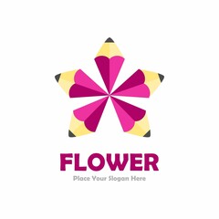 Pencil flower logo design vector. Suitable for business, web, education, art and natural