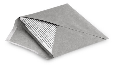 Open envelope with letter writing isolated on white background