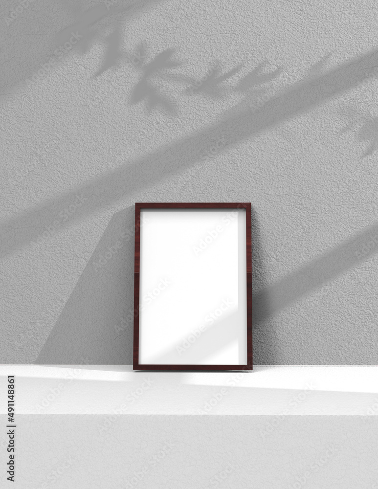 Poster frame background using 3d rendering and geometry. framed background mock-up for poster design or exh