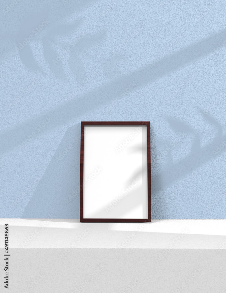 Poster frame background using 3d rendering and geometry. framed background mock-up for poster design or exh