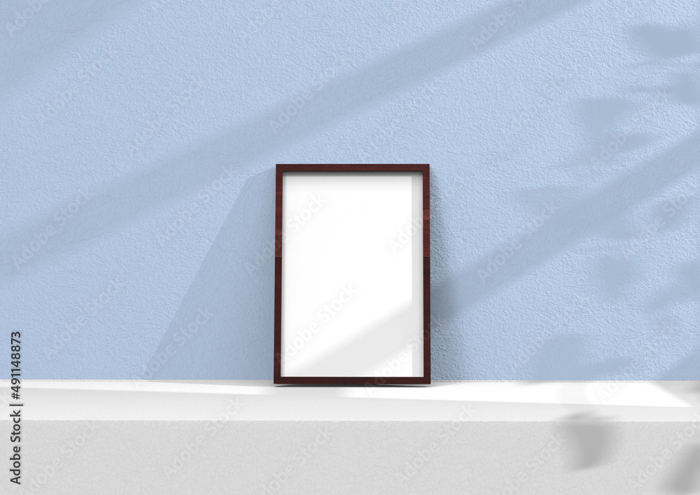 Poster frame background using 3d rendering and geometry. framed background mock-up for poster design or exh