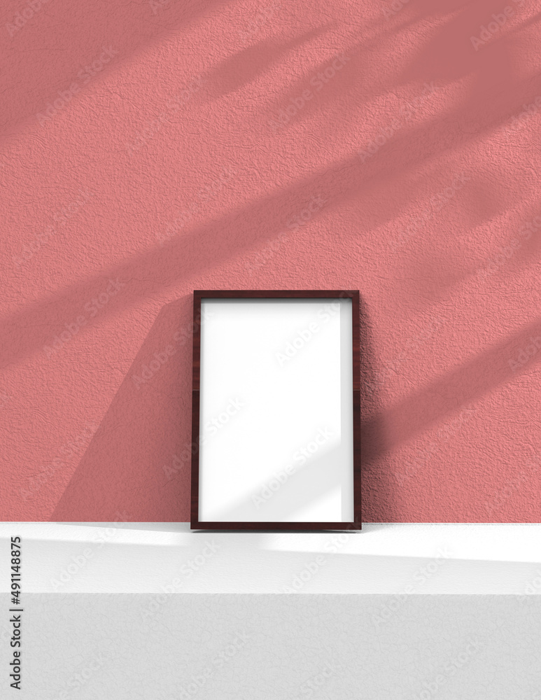 Poster frame background using 3d rendering and geometry. framed background mock-up for poster design or exh