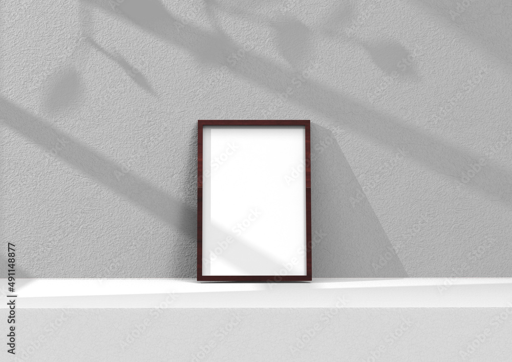 Poster frame background using 3d rendering and geometry. framed background mock-up for poster design or exh