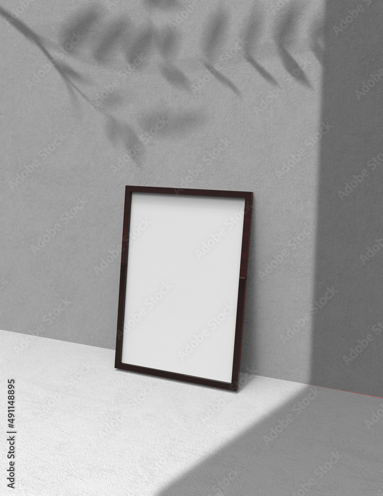 Poster frame background using 3d rendering and geometry. framed background mock-up for poster design or exh