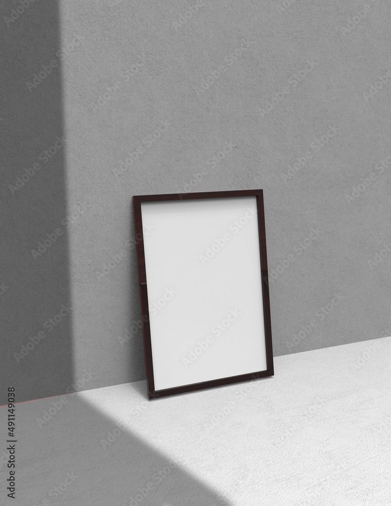 Poster frame background using 3d rendering and geometry. framed background mock-up for poster design or exh