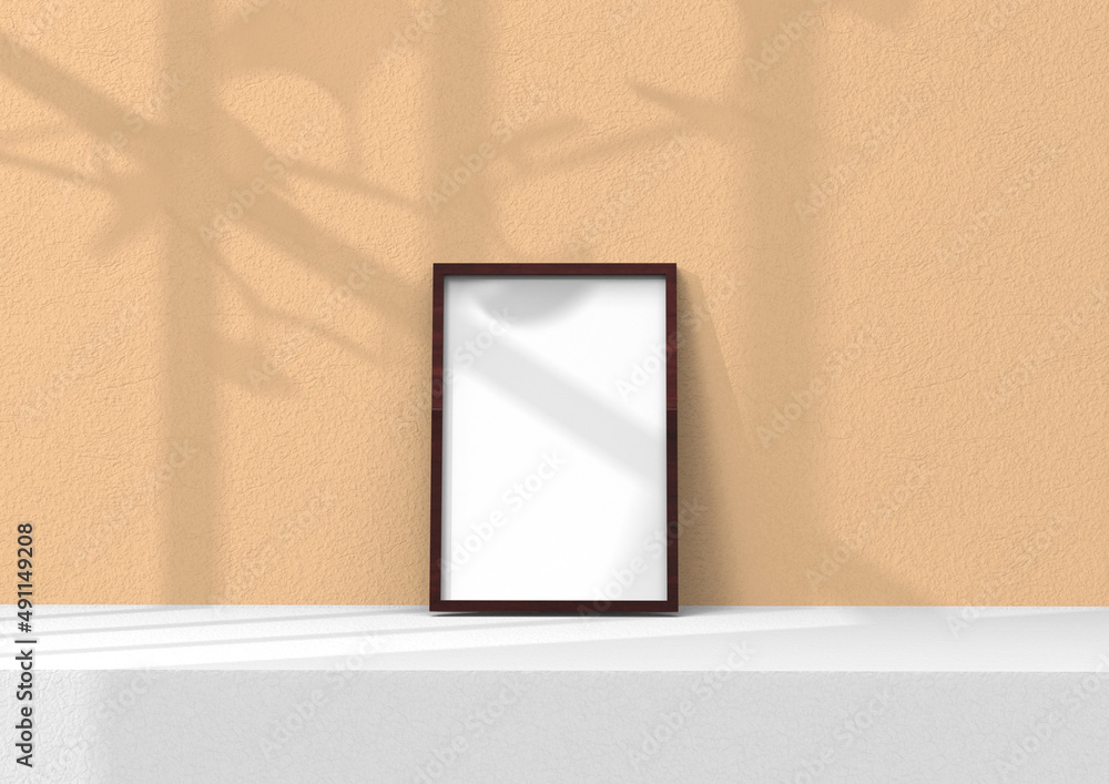 Poster frame background using 3d rendering and geometry. framed background mock-up for poster design or exh