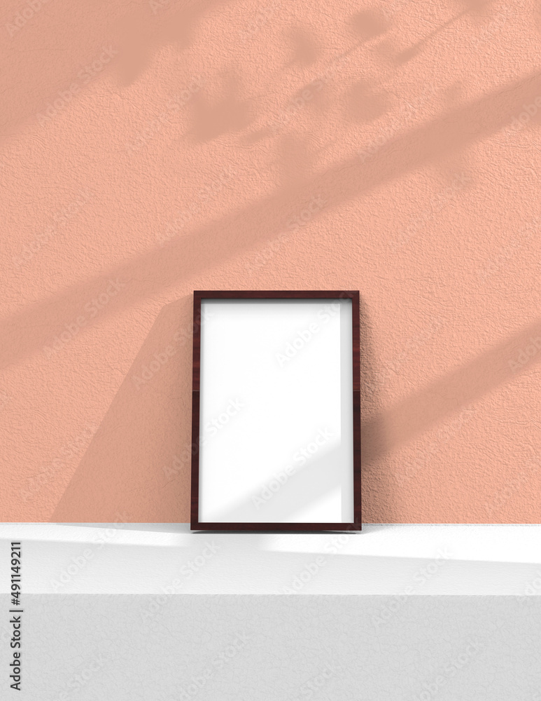 Poster frame background using 3d rendering and geometry. framed background mock-up for poster design or exh