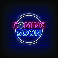 Coming Soon Neon Signs Style Text Vector