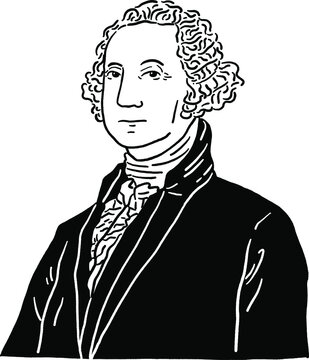 recommend clip art: George Washington 1st U.S. President American soldier and statesman Portrait Hand drawn line art Illustration