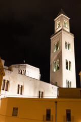 The beautiful old town district of Bari St Nicola by night - travel photography