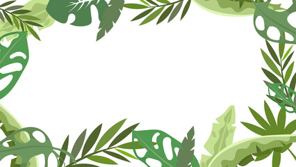 Obraz premium Tropical plants and green leaves with copy space on white background , Flat Modern design , illustration Vector EPS 10, Flat Modern design , illustration Vector EPS 10