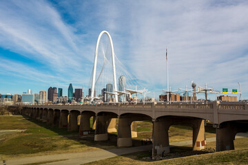 Margaret Hunt Hill Bridge and pedestrian Ronald Kirk Bridge in Dallas