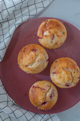 sweet vanilla raspberry muffins on a table